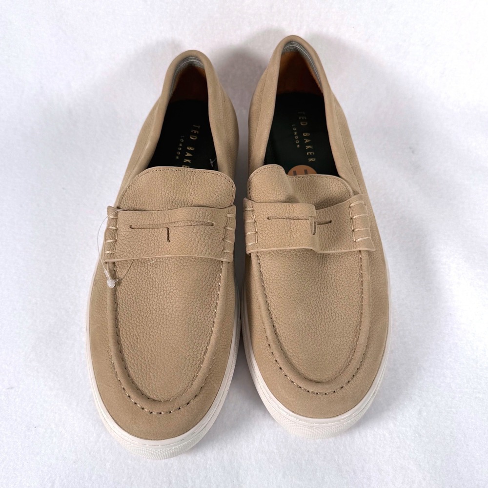 Ted Baker London men size 11 Tan Leather Penny Loafer Sneakers Mens Slip On EUC